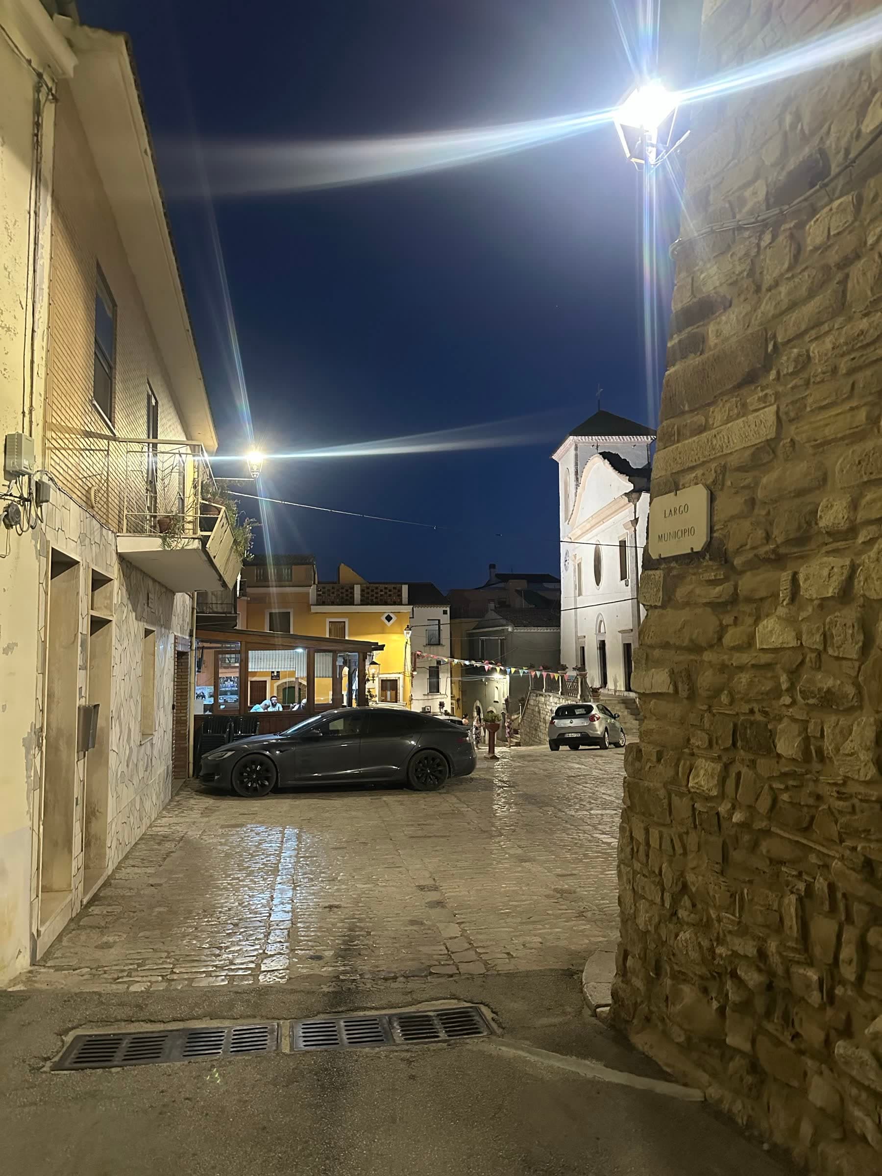 The village square of Macchia Valfortore in the evening